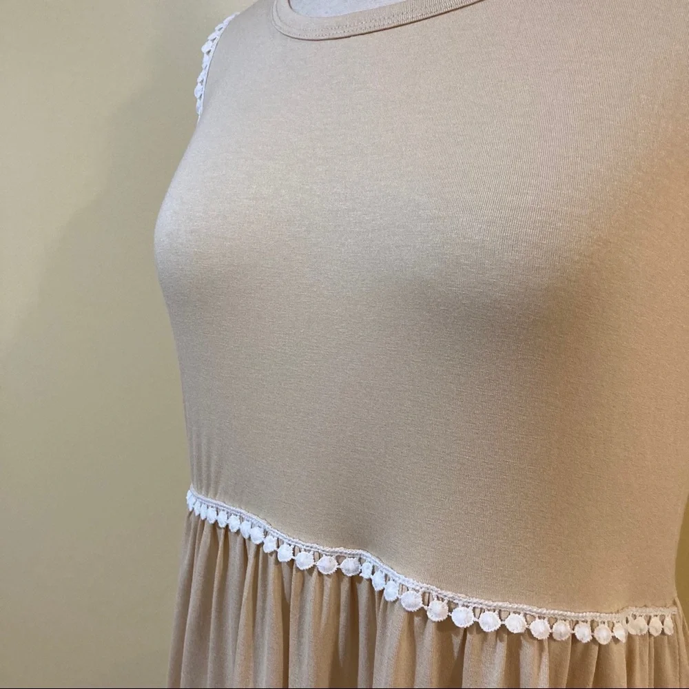 Crochet Lace High Low Sleeveless Babydoll Tunic - Picture 2 of 3